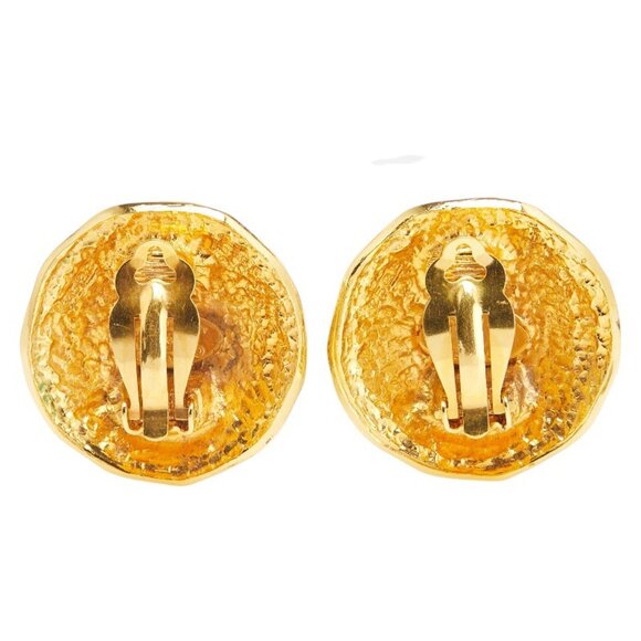 CHANEL Authentic Vintage Gold Logo Earrings